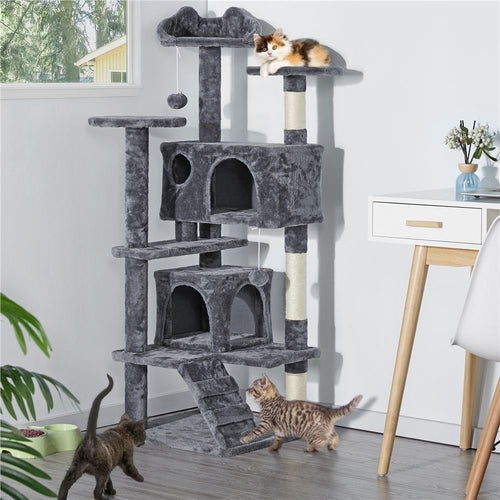Yaheetech 54.5-in Cat Scratching Tree Dark Gray