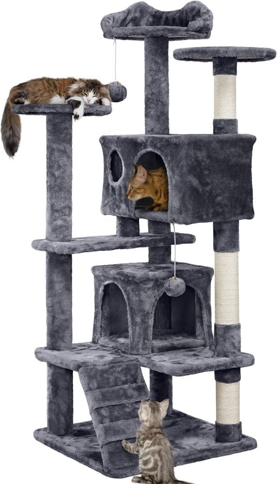 Yaheetech 54.5-in Cat Scratching Tree Dark Gray