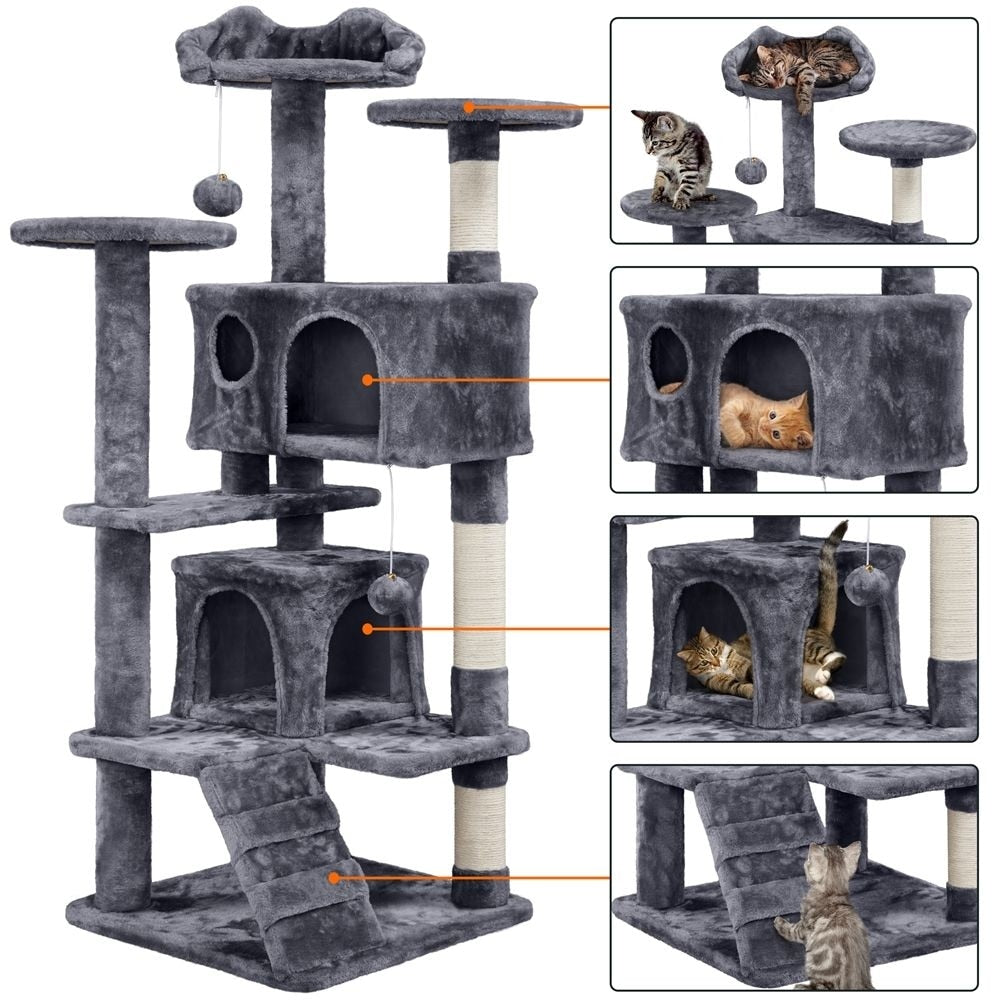 Yaheetech 54.5-in Cat Scratching Tree Dark Gray